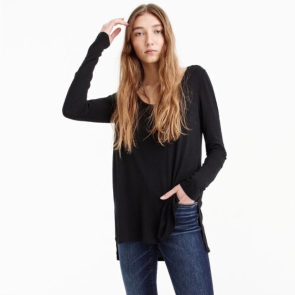 J Crew long sleeve, scoop neck high/low tunic top Lyocell Burgundy size … - Picture 3 of 6